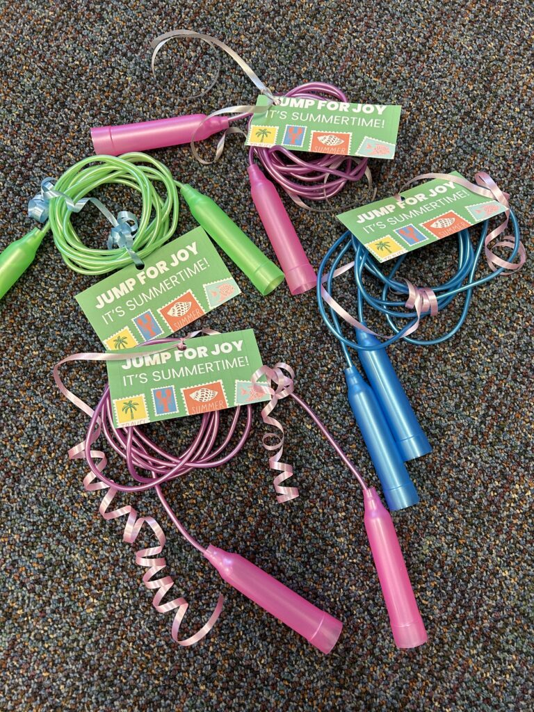 jump-ropes gifted with tinsel and a heartfelt note