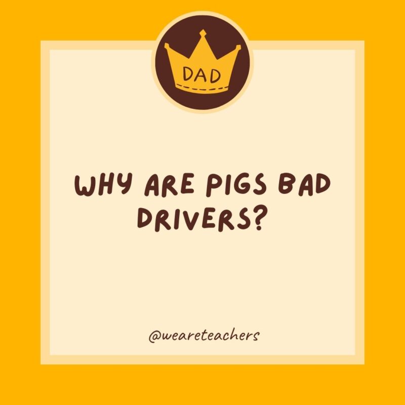 Why are pigs bad drivers? They hog the road.