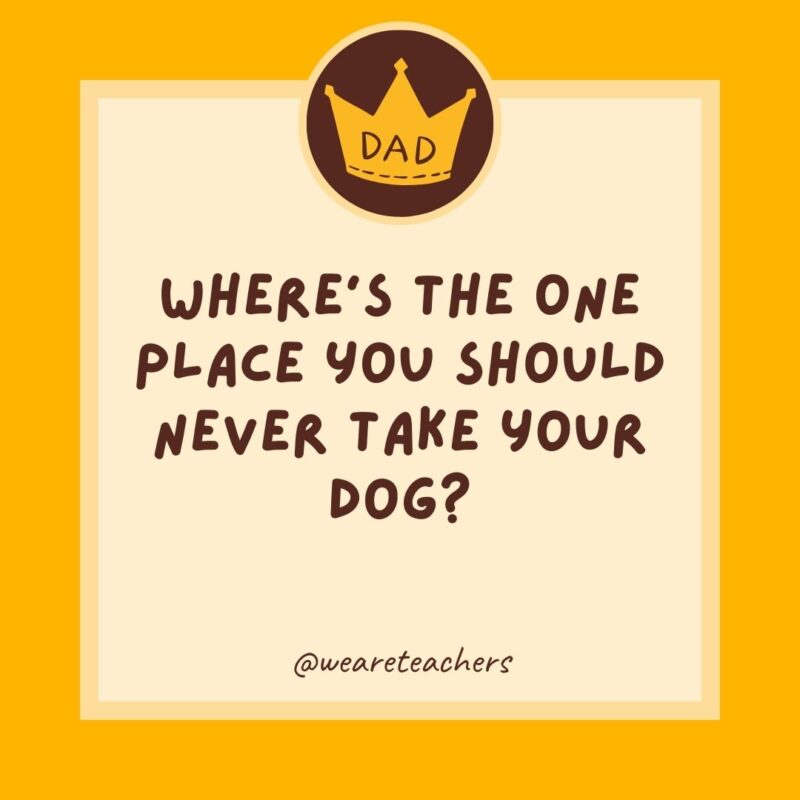 Where’s the one place you should never take your dog? A flea market.- dad jokes for kids