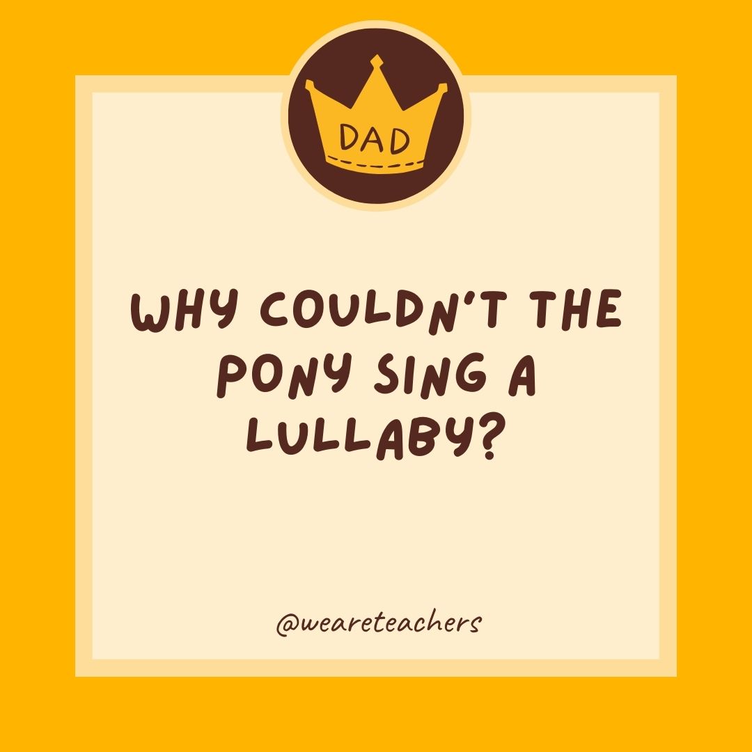 Why couldn't the pony sing a lullaby?- dad jokes for kids