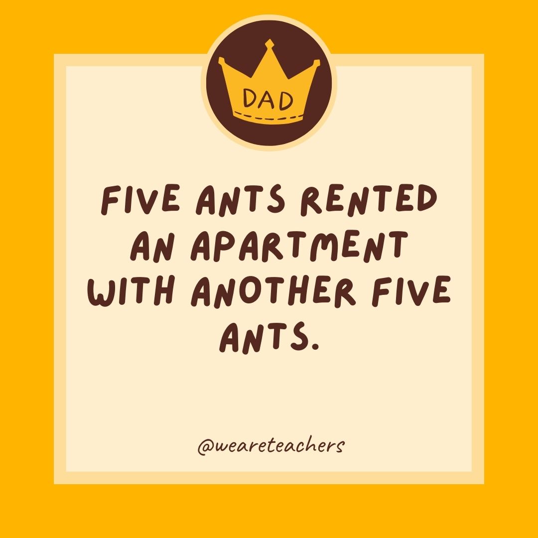 Five ants rented an apartment with another five ants.
