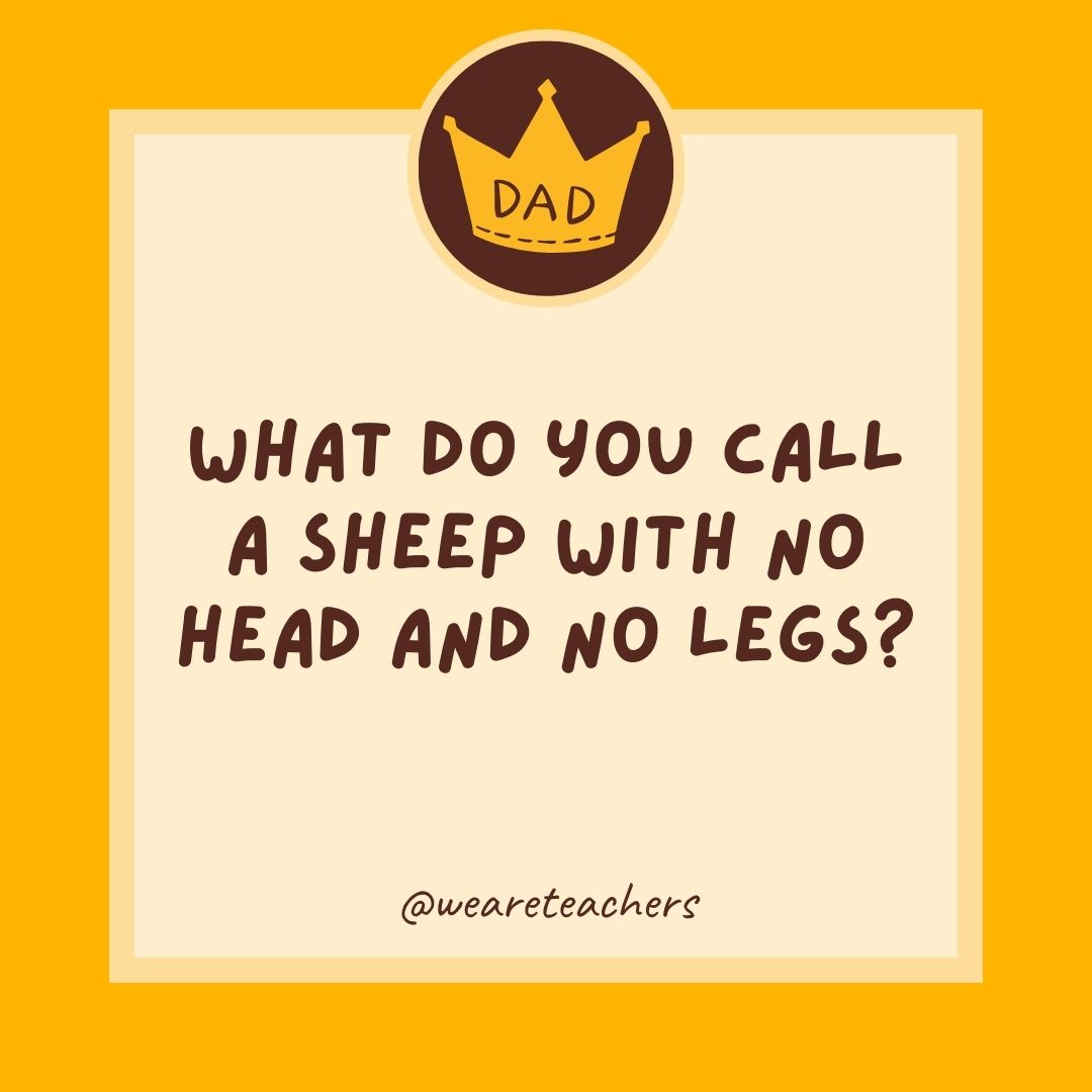 What do you call a sheep with no head and no legs?
