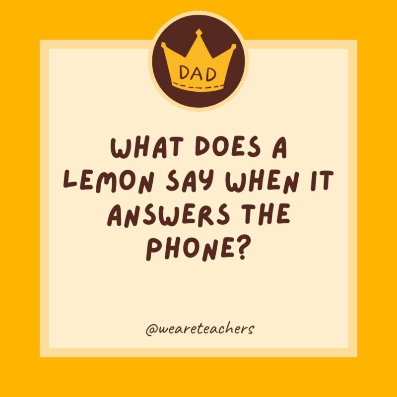 What does a lemon say when it answers the phone?- dad jokes for kids