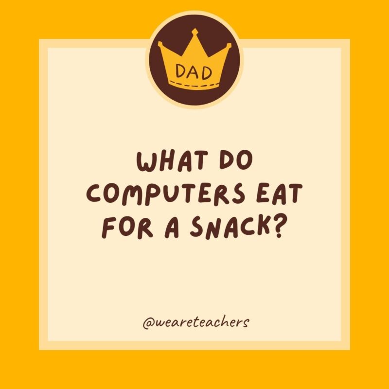 What do computers eat for a snack? Microchips.