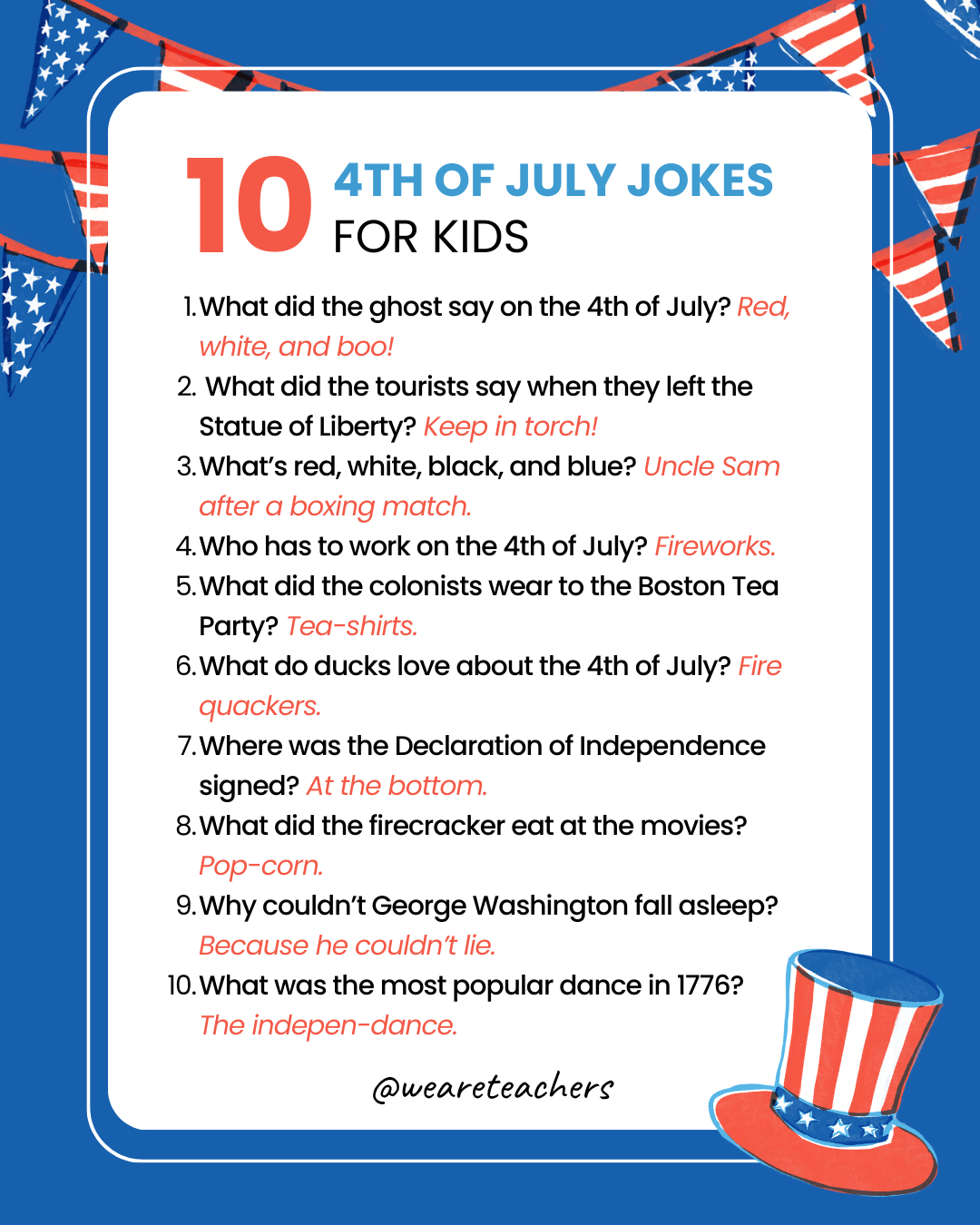 These hilarious 4th of July jokes for kids will make them the hit of their family Independence Day barbecue!