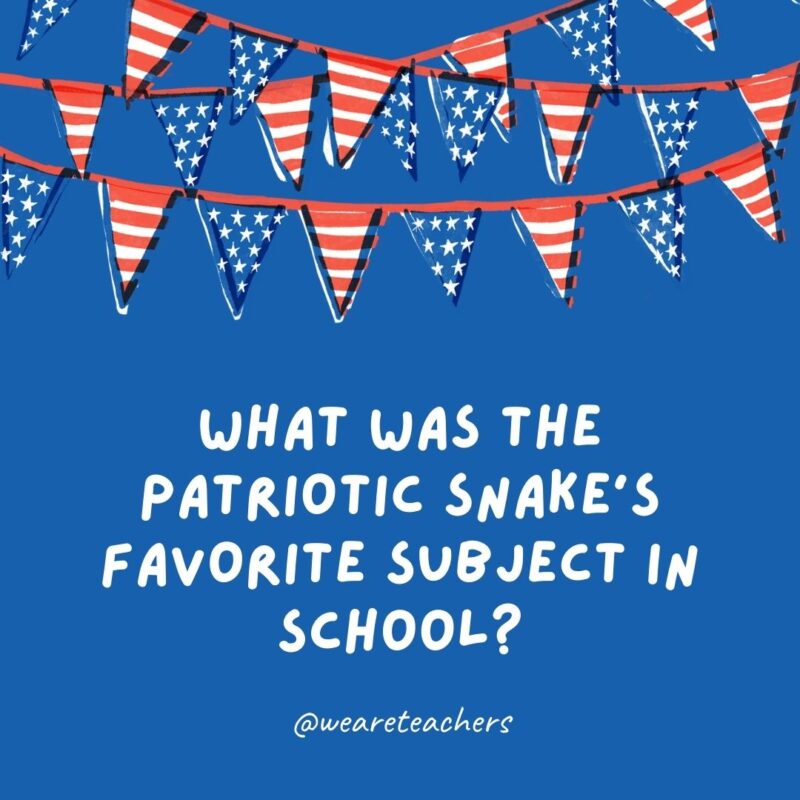 What was the patriotic snake's favorite subject in school?