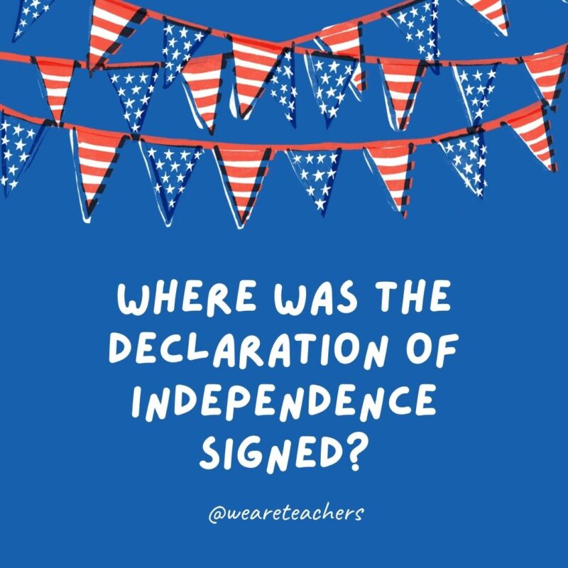  Where was the Declaration of Independence signed?