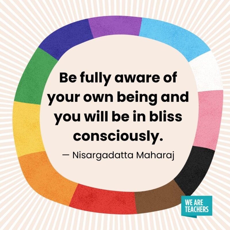 Be fully aware of your own being and you will be in bliss consciously. — Nisargadatta Maharaj