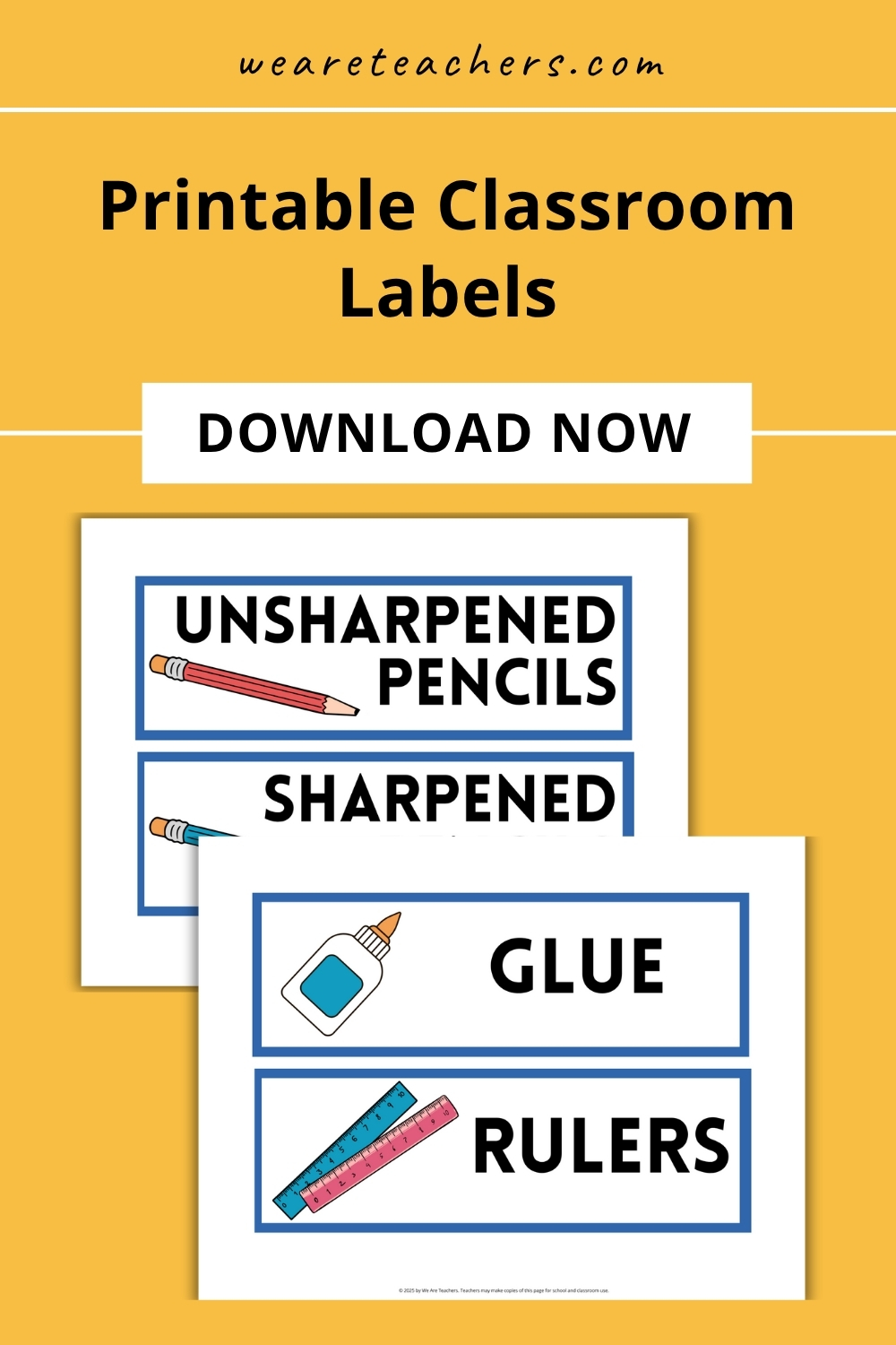 WeAreTeachers_Article_Labels_Pinterest Pin Labels help with everything from seating charts to classroom procedures. Print and laminate our classroom labels set to use all year long.