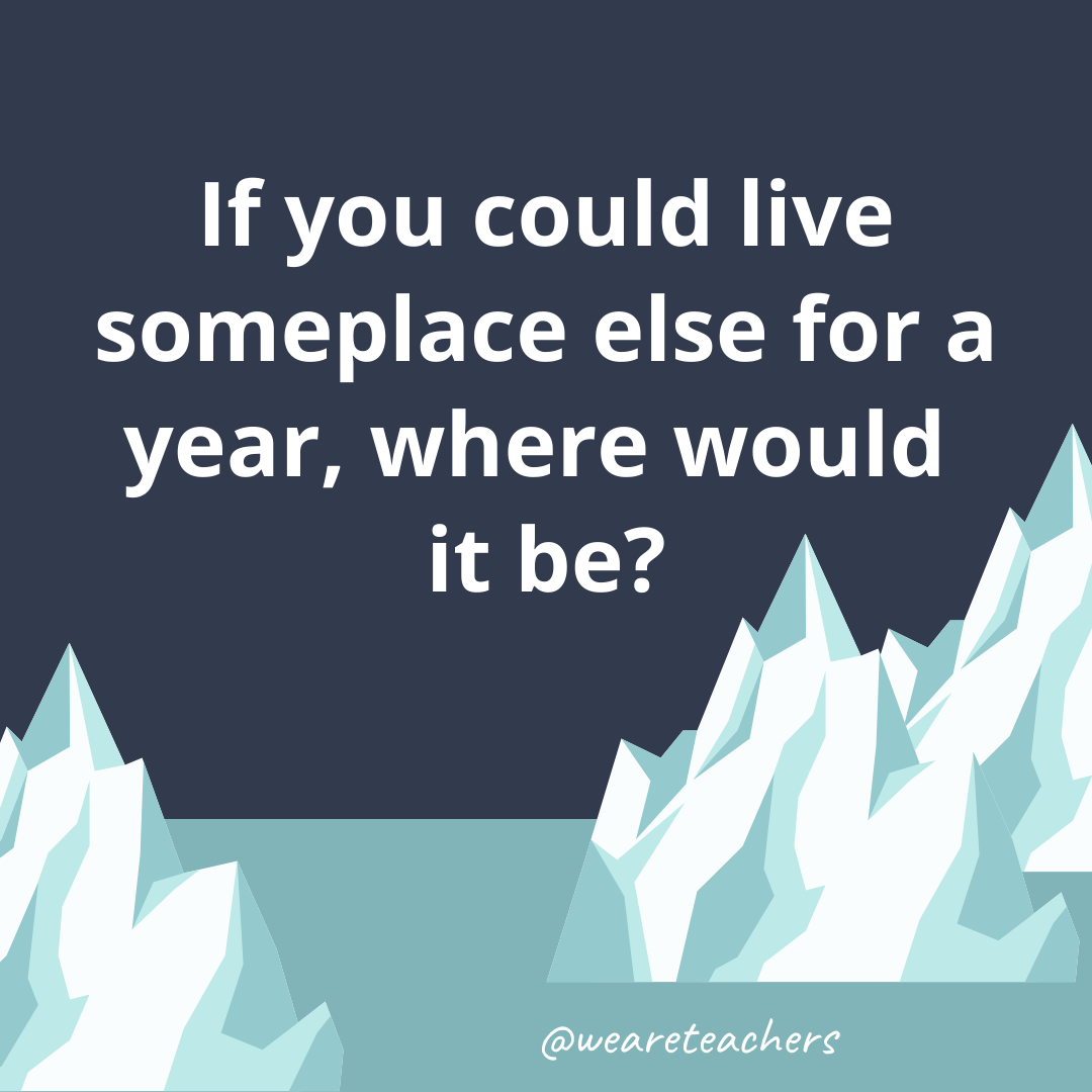 If you could live someplace else for a year, where would it be?