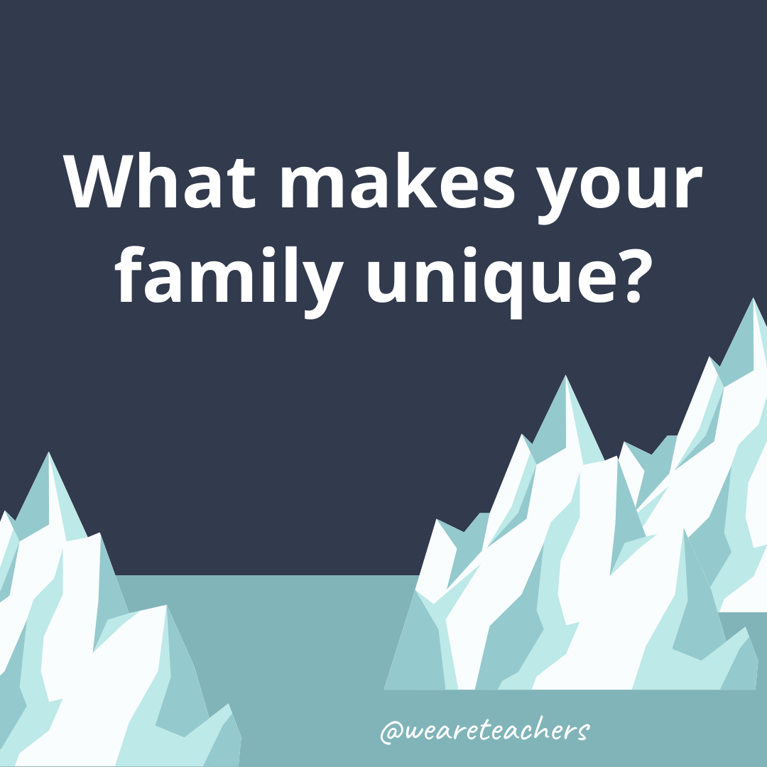 What makes your family unique?- ice breaker questions for teens