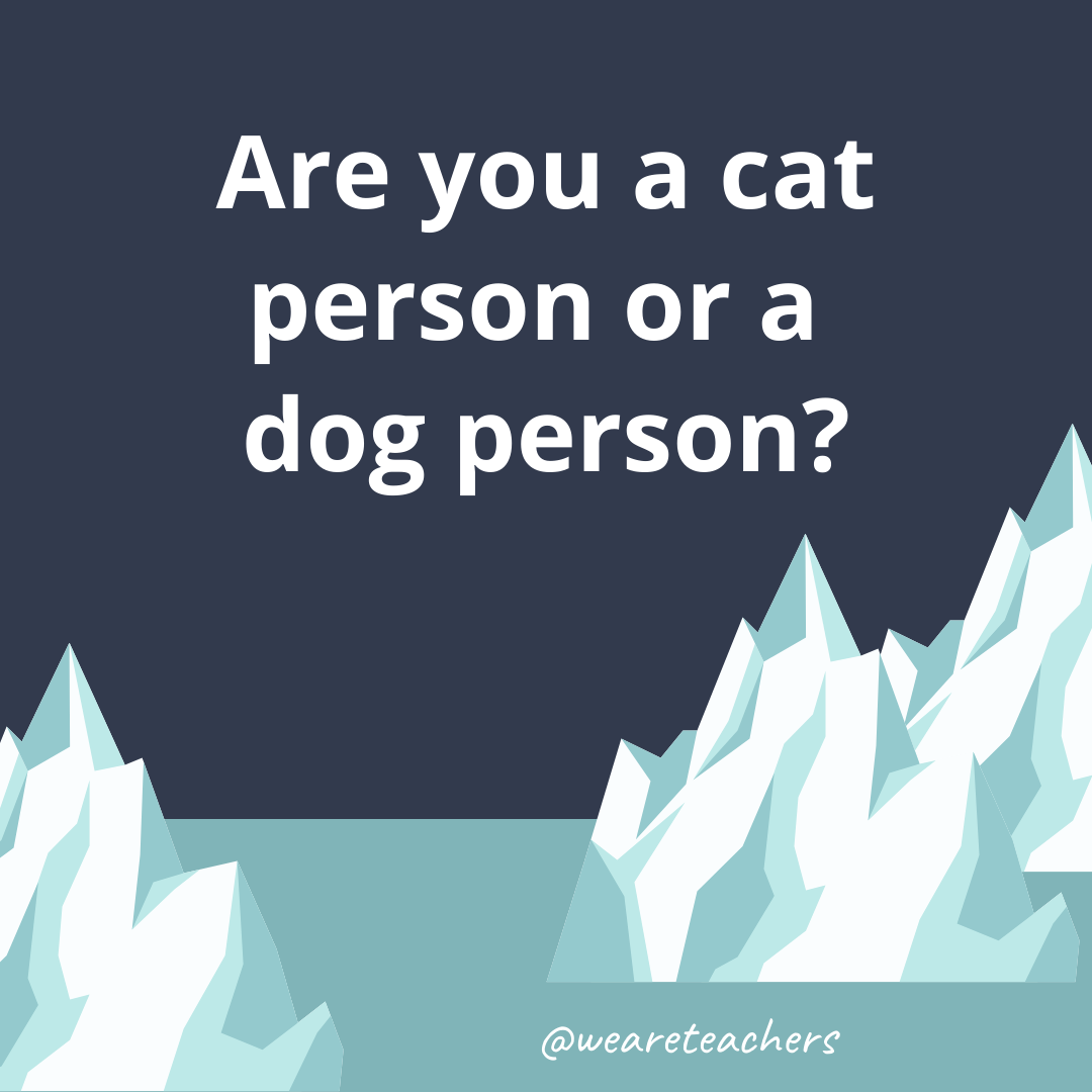 Are you a cat person or a dog person?- ice breaker questions for teens