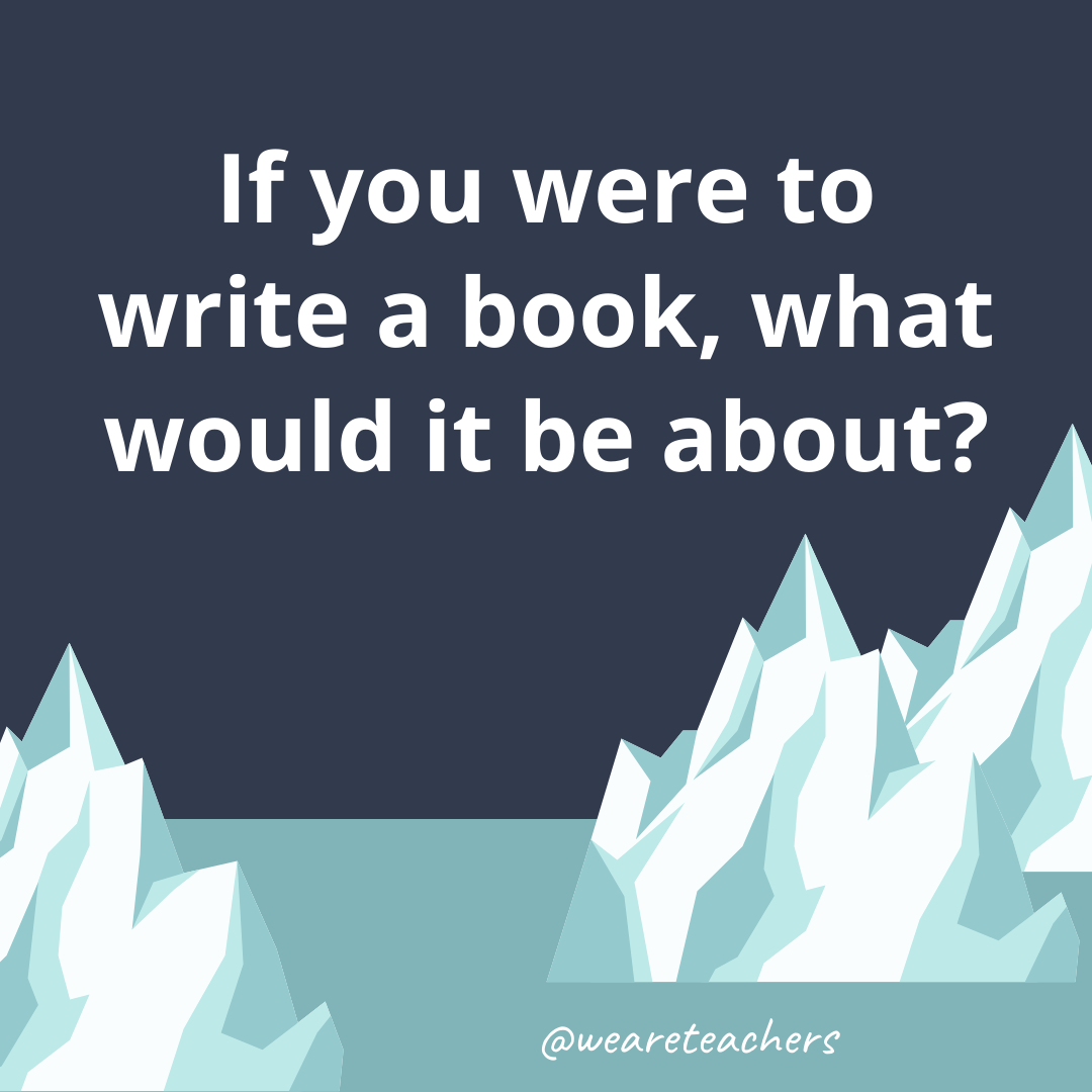 If you were to write a book, what would it be about?- fun icebreaker questions