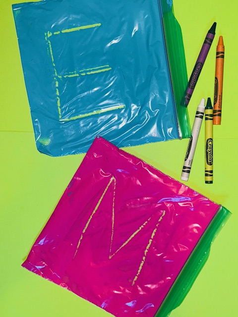 Squishy Bags with letters written on 