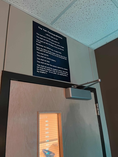 Classroom reflecting Texas's Ten Commandments law