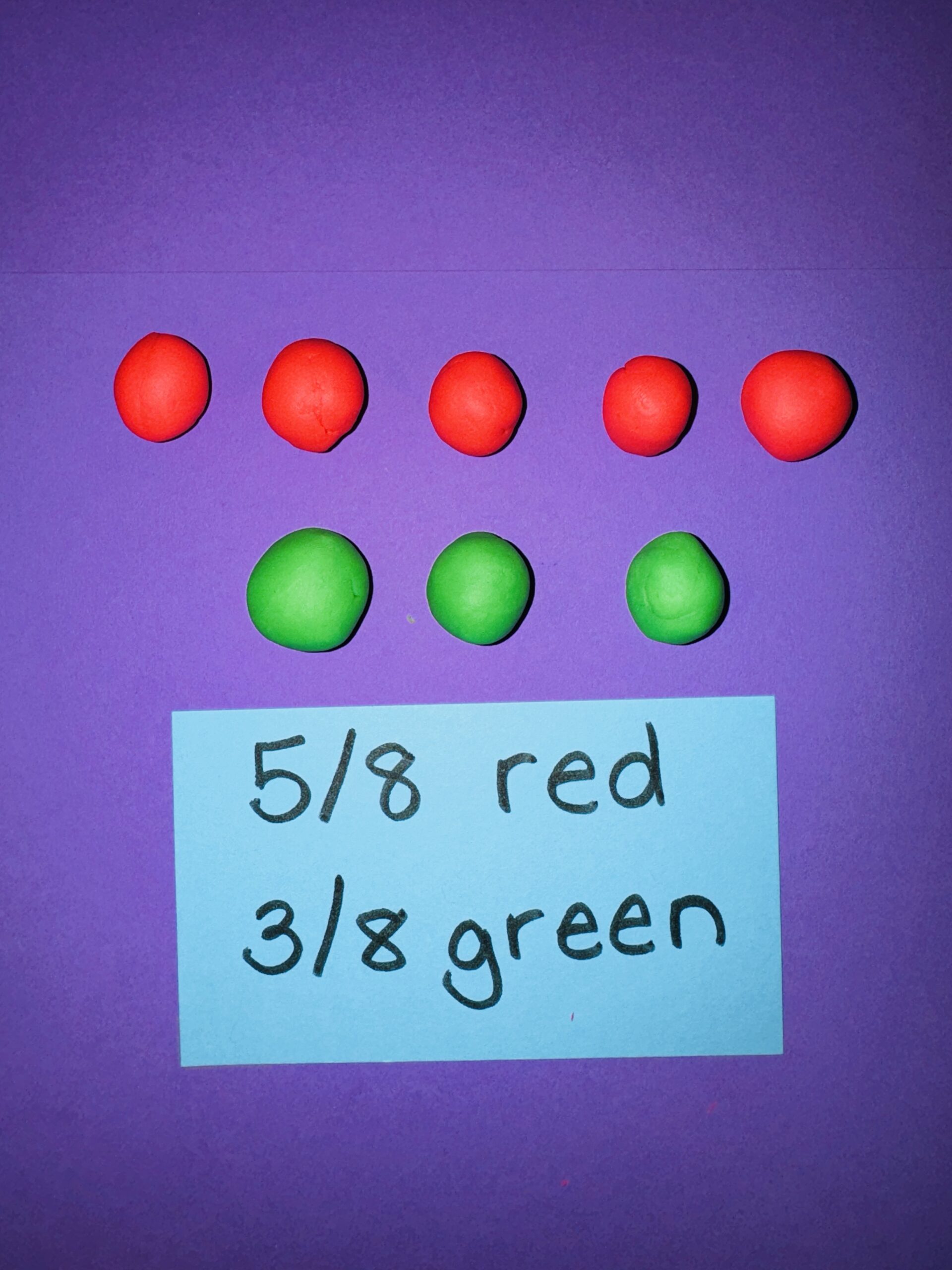 DoughBallFractions2 Red and green dough balls used as mode of calculating fractions