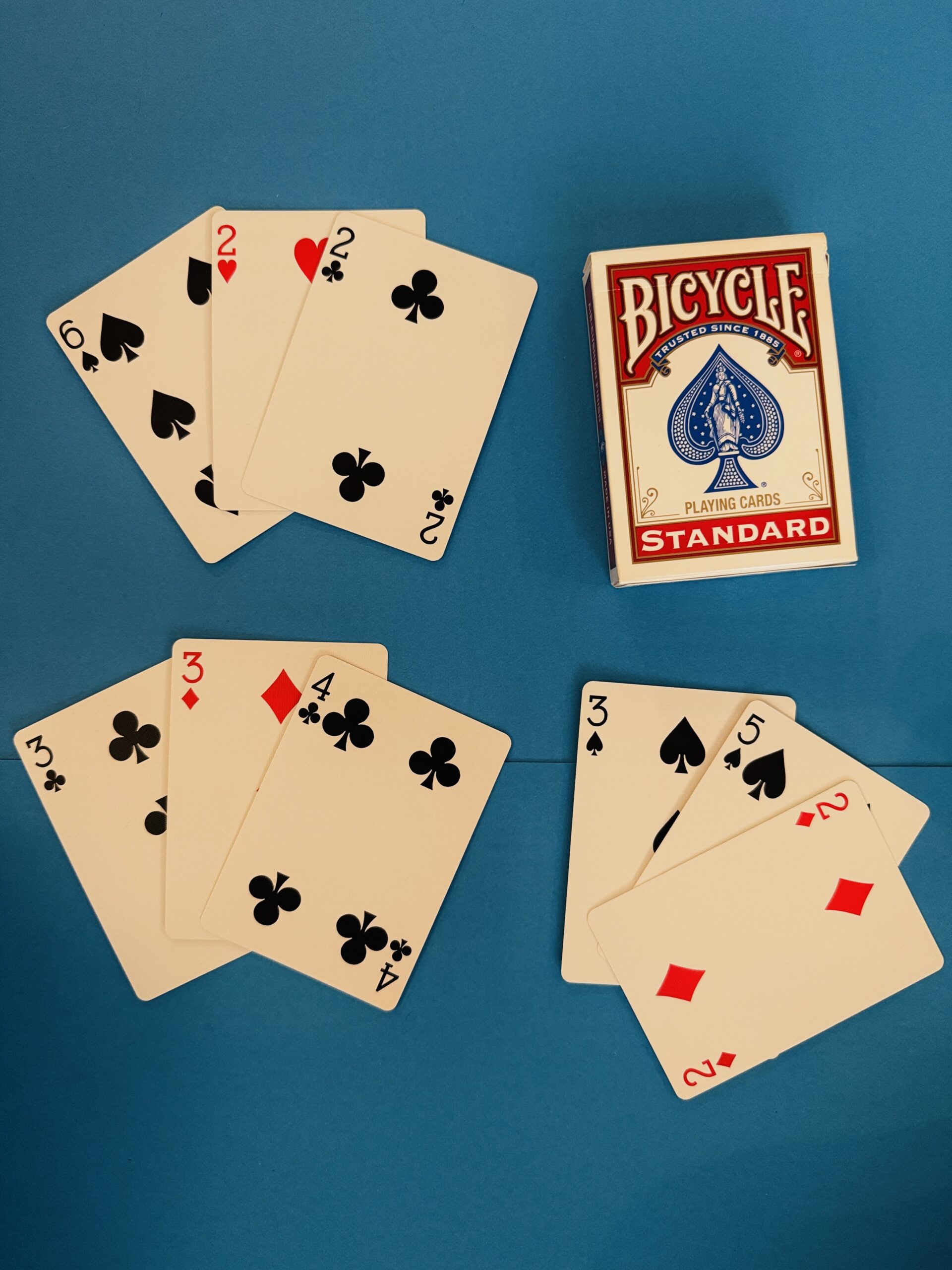 Deck of cards set up to play Flip 3