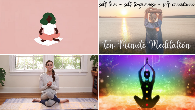 Guided Meditation Videos Collage for teacher guided meditations, as an example of educational brain breaks