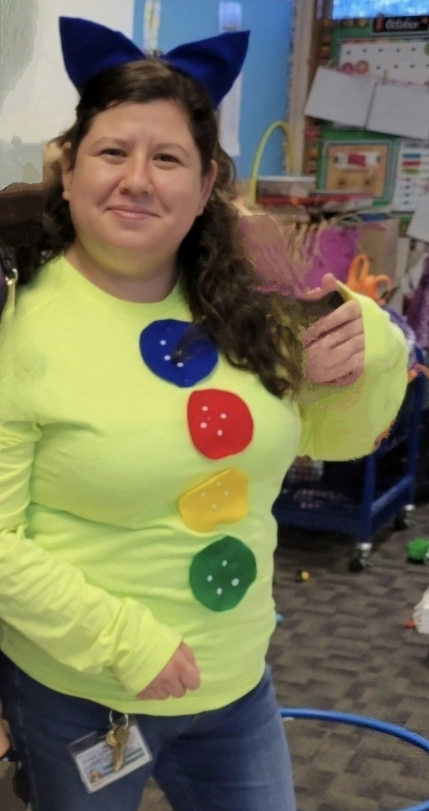 Teacher Dressed as Pete the Cat