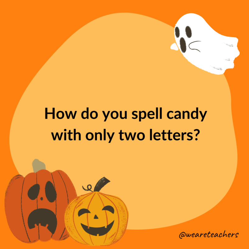 How do you spell candy with only two letters?- halloween jokes for kids