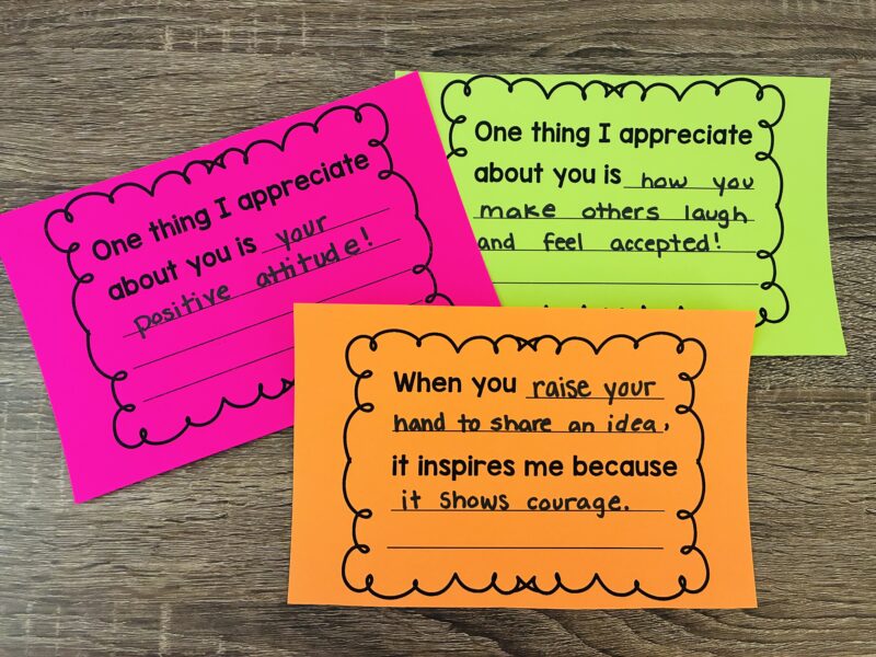 student council ideas - compliment cards on desk