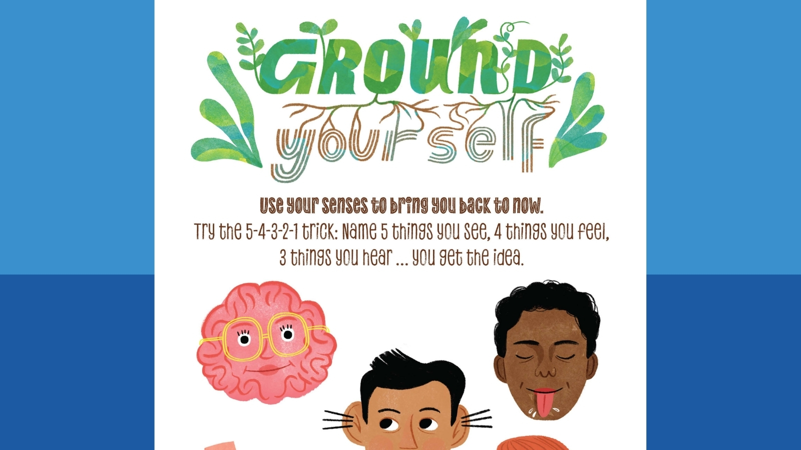 Image of the Ground Yourself poster from the set to help students manage stress