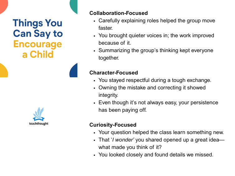 Things You Can Say To Encourage A Child - Classroom