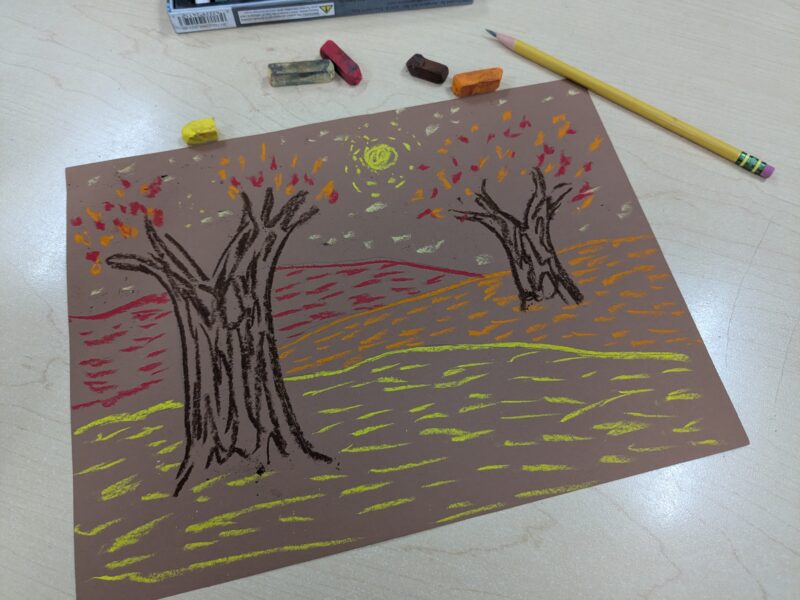 fall art projects Van Gough fall landscape example