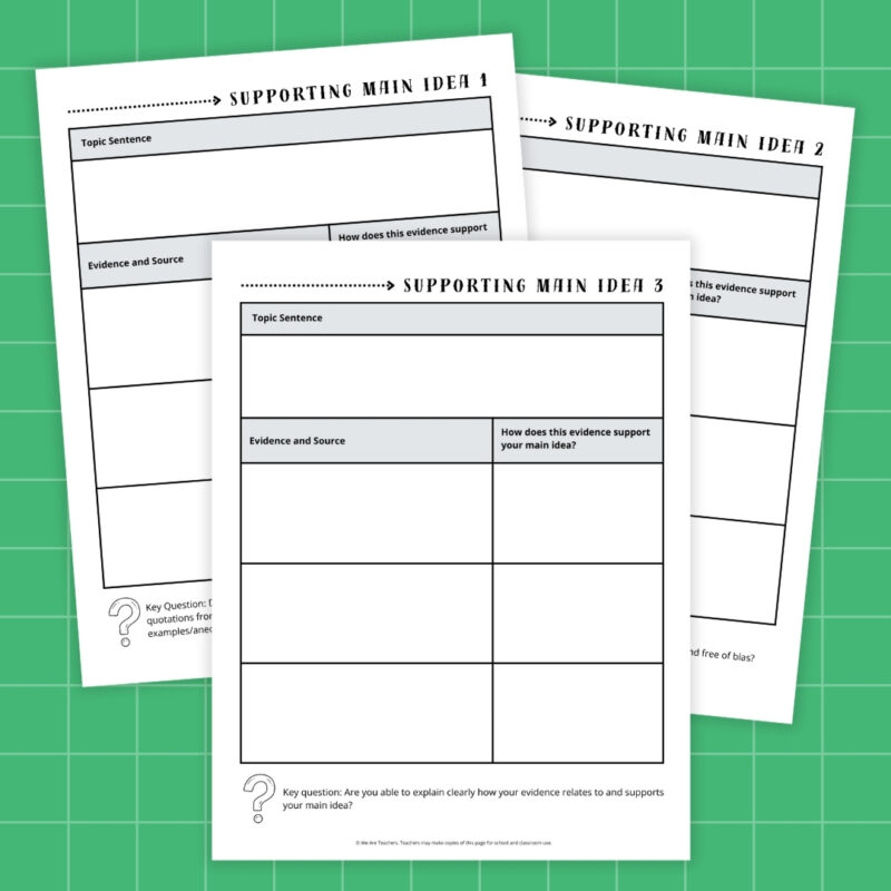 Five Paragraph Essay Planner Worksheet Main Ideas