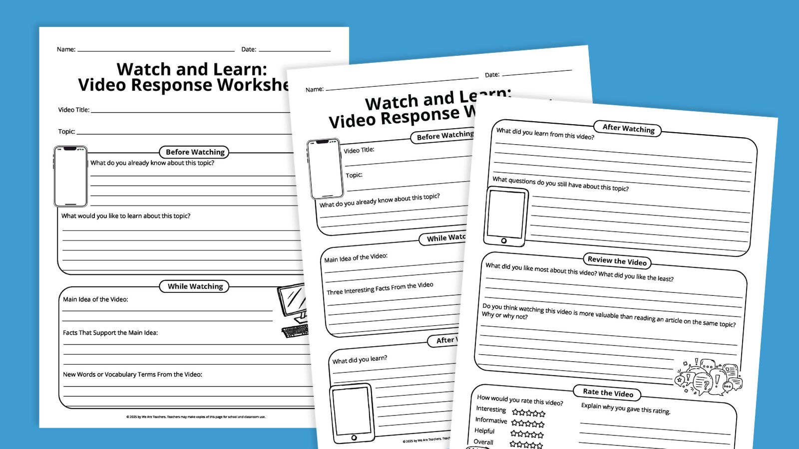 free printable video response worksheets free printable video response worksheets