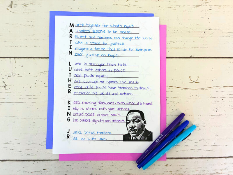 Martin Luther King Jr. Activities Acrostic Poem a Martin Luther King Jr. acrostic poem for students