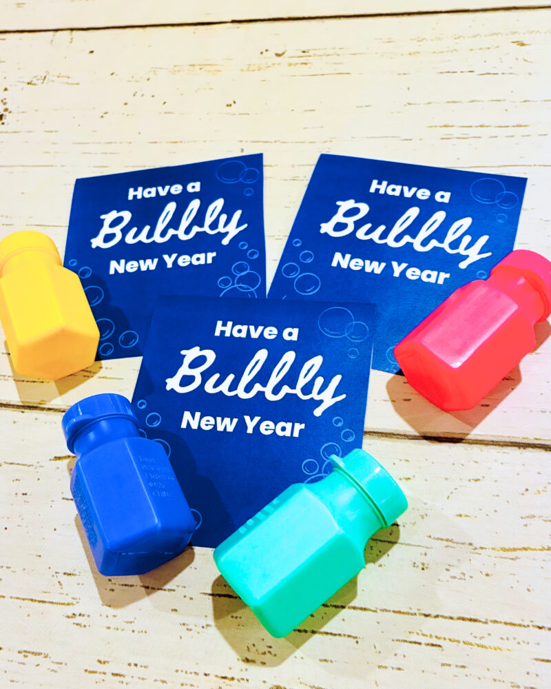 Holiday Gift Tags From Teachers holiday gift tag example for a student gift called have a bubbly new year with mini bubbles