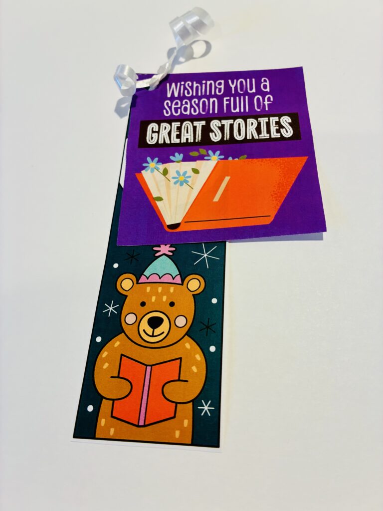 Holiday Gift Tags From Teachers holiday gift tag example for a student gift called wishing you a season full of great stories along with a winter bookmark