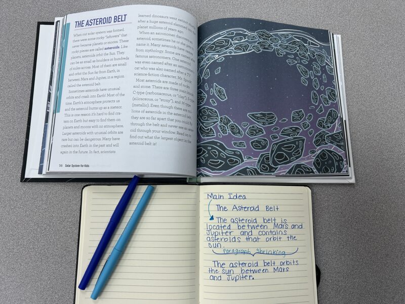 Paragraph Shrinking Note Taking Strategies example of how students can use the paragraph shrinking strategy to take notes
