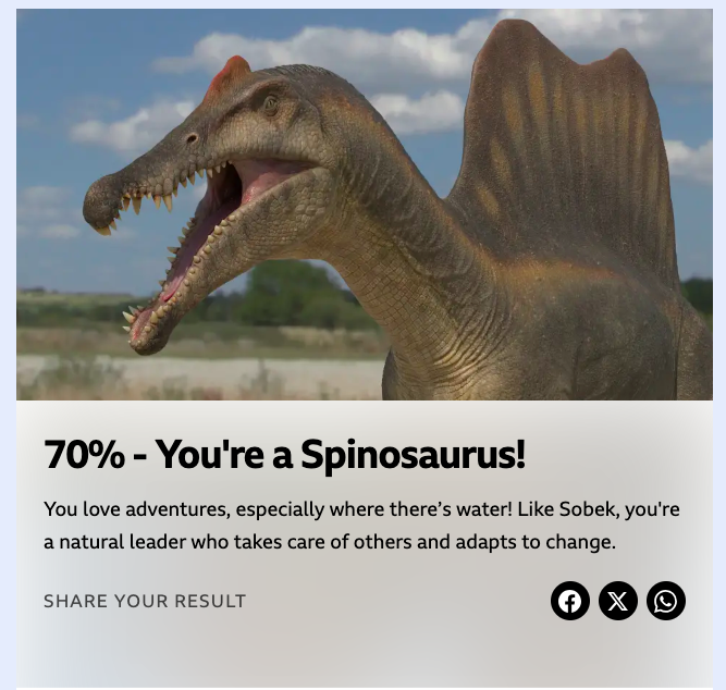 Walking-With-Dinosaurs-Personality-Quiz What dinosaur are you personality quiz sample results