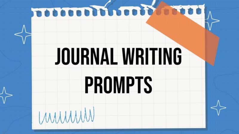 image of a notebook paper with the title, journal writing prompts