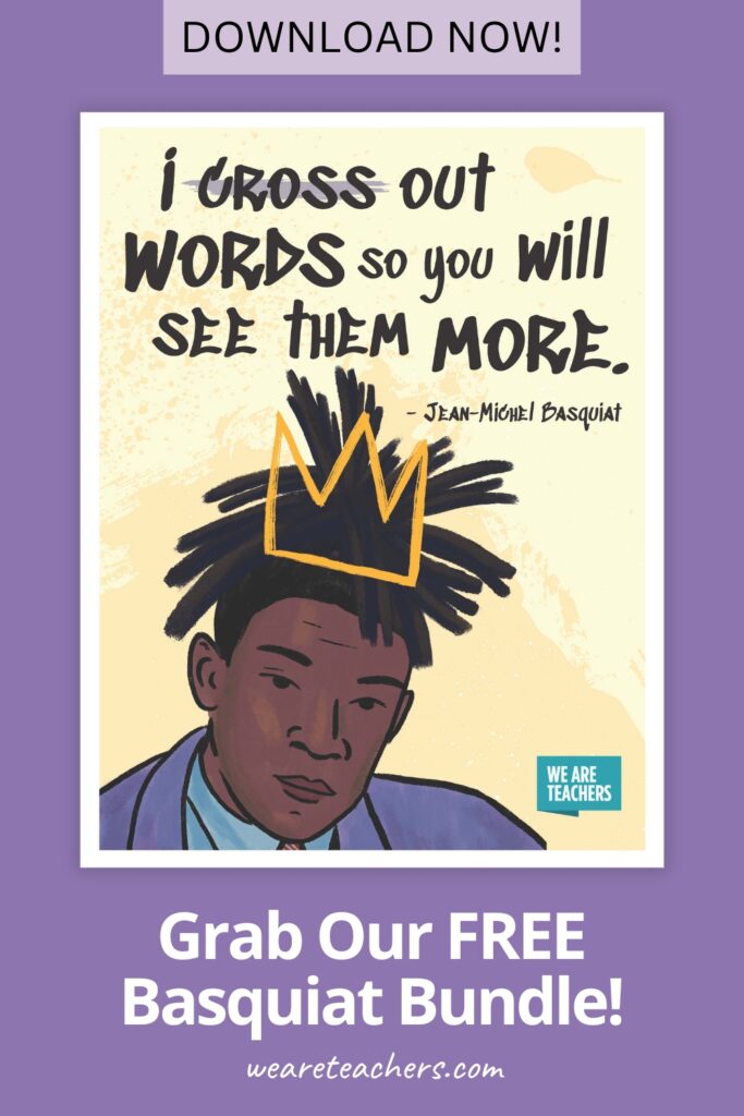 Jean-Michel Basquiat Pinterest Pin Jean-Michel Basquiat printable resources for kids pinterest pin