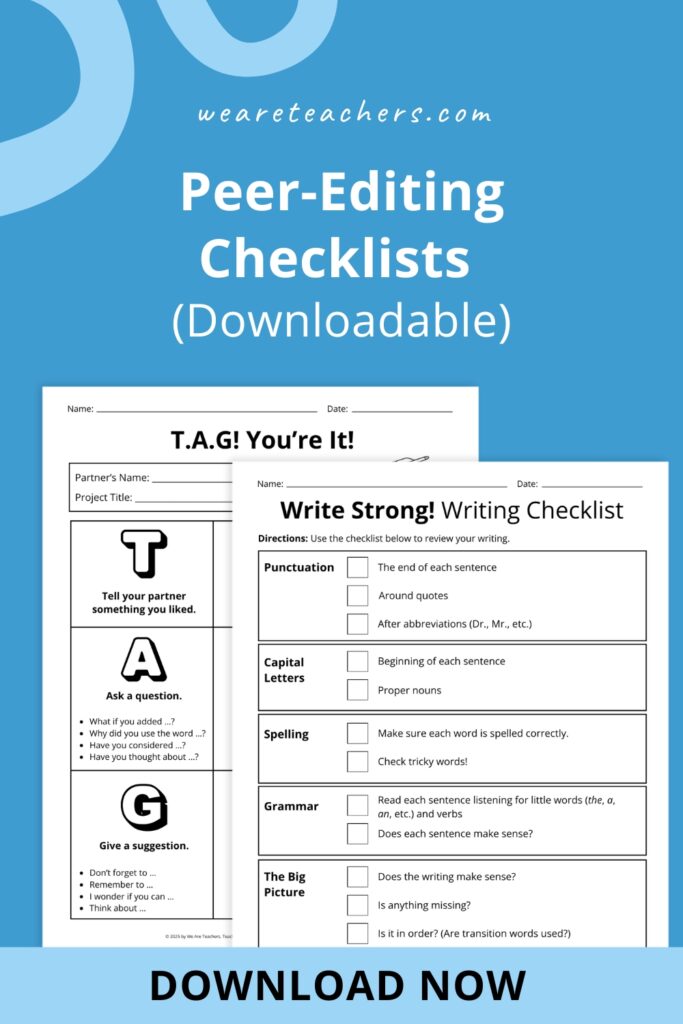 Peer Editing Checklist Pinterest pin of blank peer editing checklist example worksheets