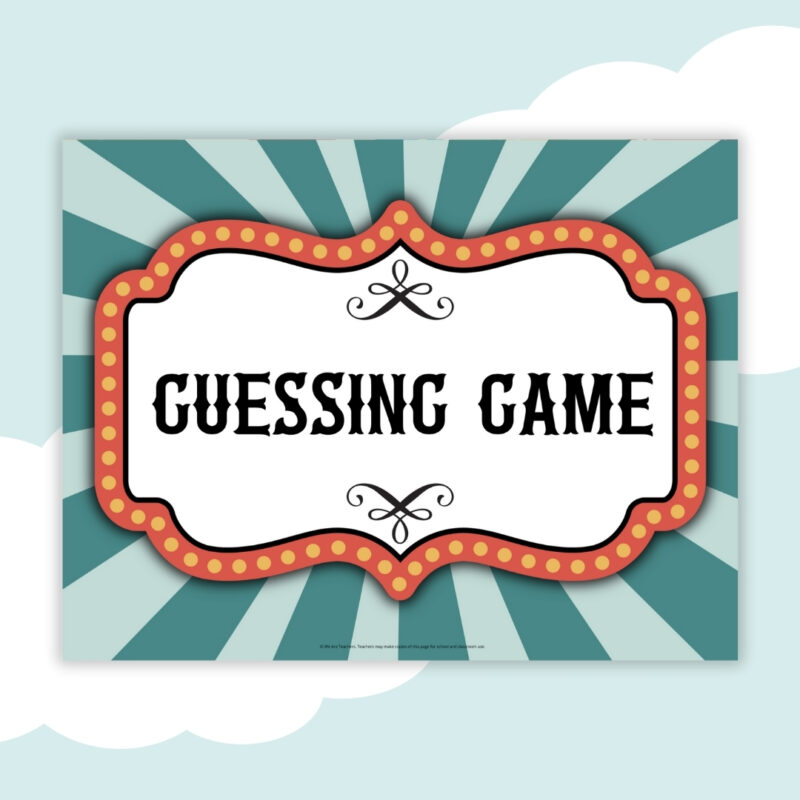 guessing game guessing game carnival station sign