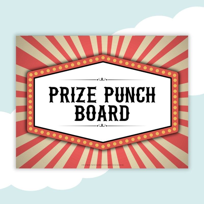 prize punch board prize punch board station sign