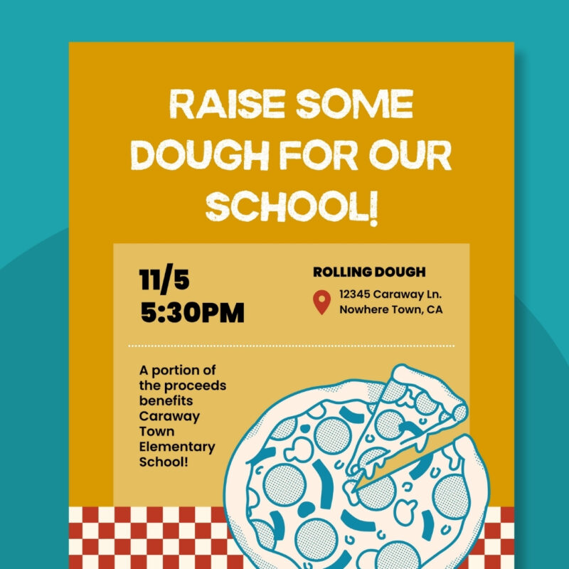 Customizable pizza restaurant fundraiser flyer template