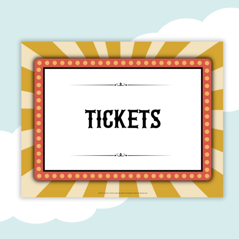 tickets tickets school carnival sign