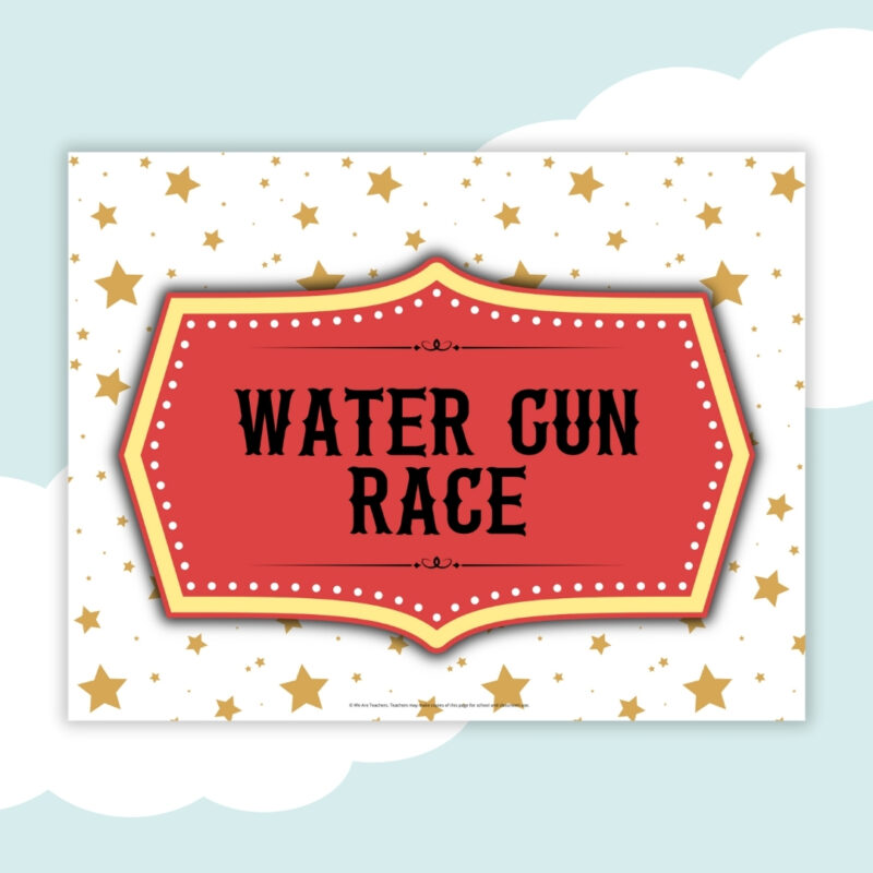 watergun race water gun race carnival sign