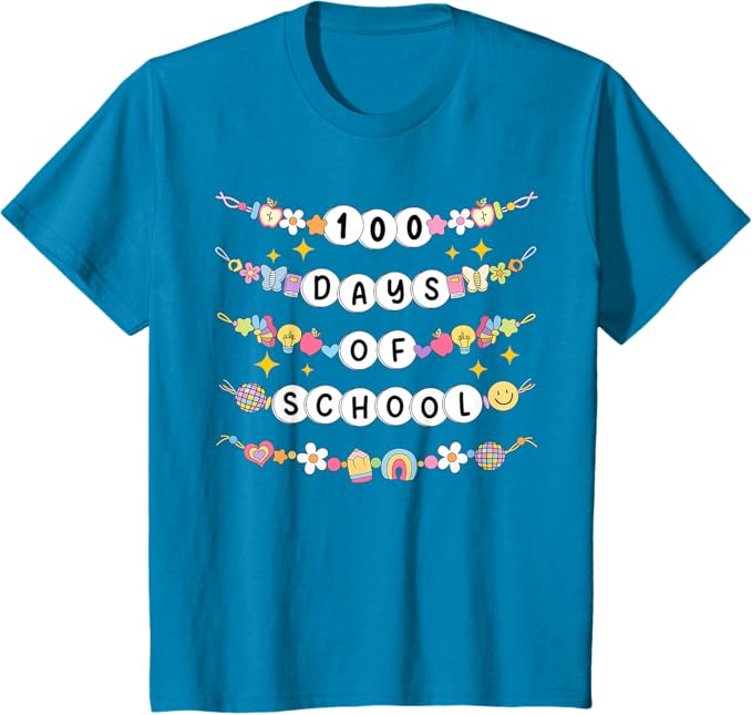 Shirt with friendship bracelets spelling out 100 Days of School