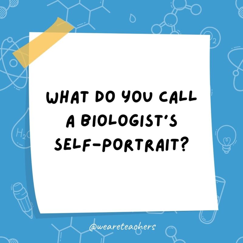 What do you call a biologist’s self-portrait? A cell-fie. What do you call a biologist’s self-portrait? A cell-fie.