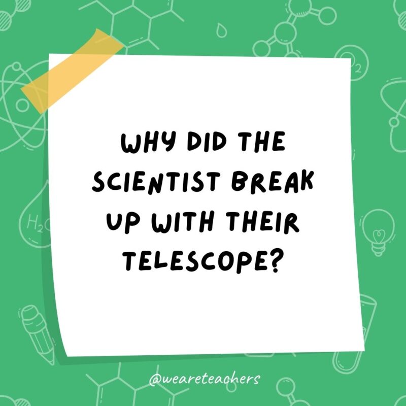 Why did the scientist break up with their telescope? Why did the scientist break up with their telescope?