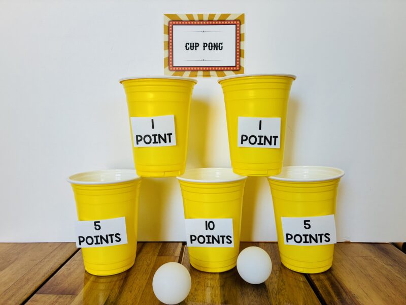 a carnival game for kids: cup pong
