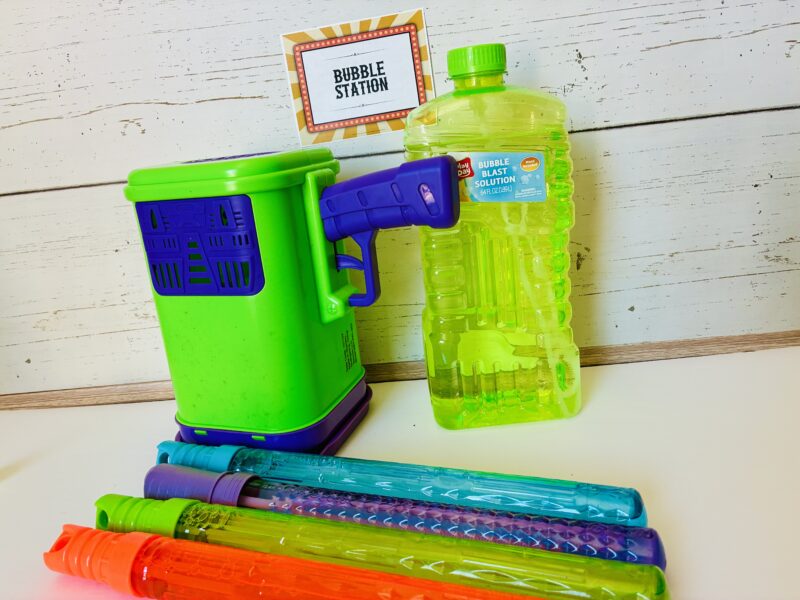 a carnival game for kids: bubble station