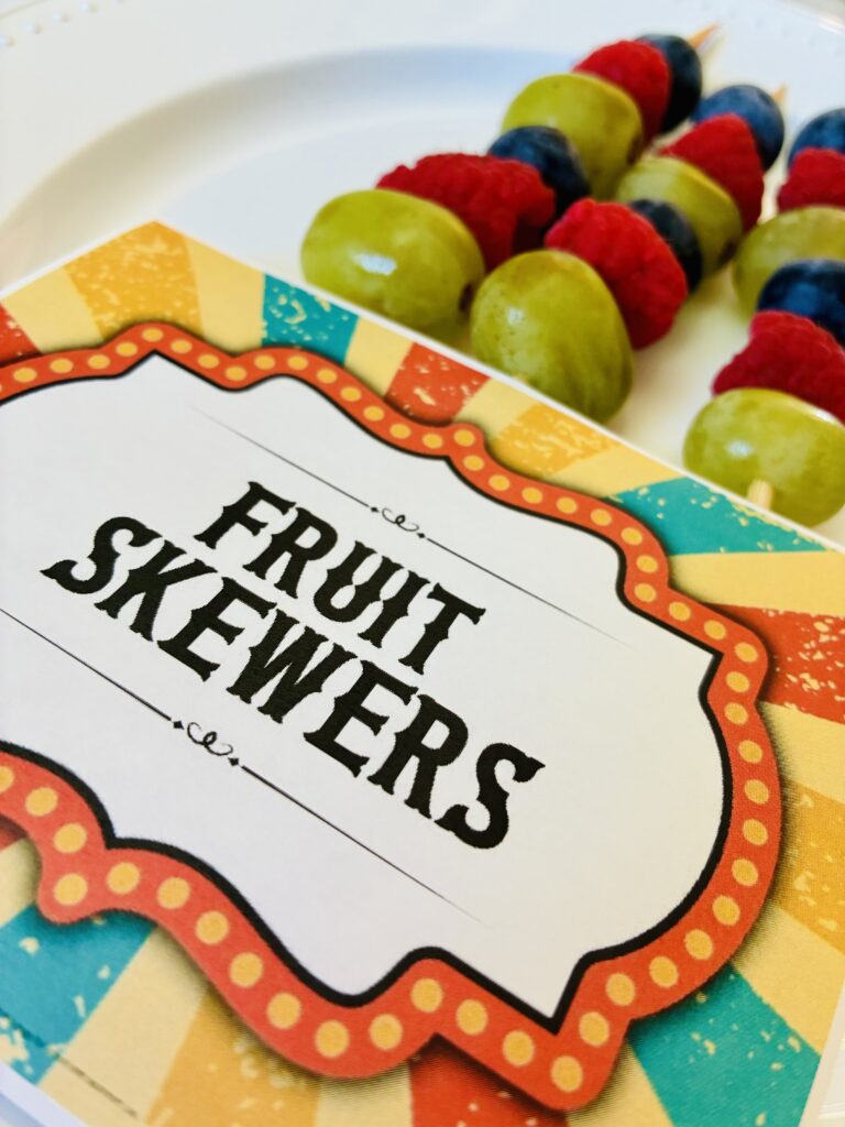a carnival game for kids: fruit skewers