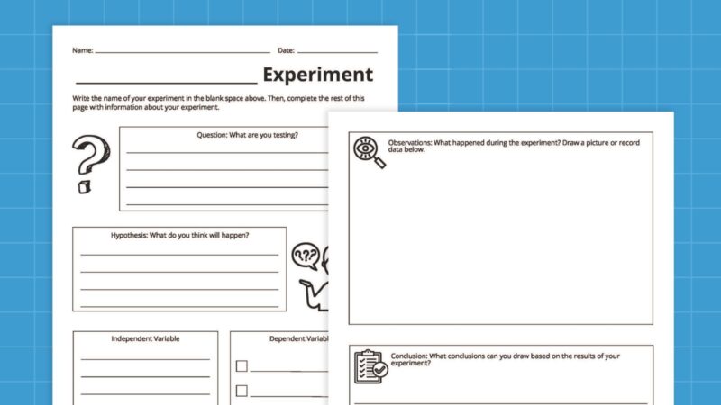 Printable recording worksheets for science experiments.